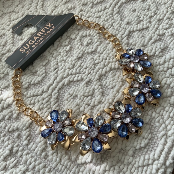 BaubleBar Jewelry - Sugar Fix Baublebar Blue Gold Flower Necklace